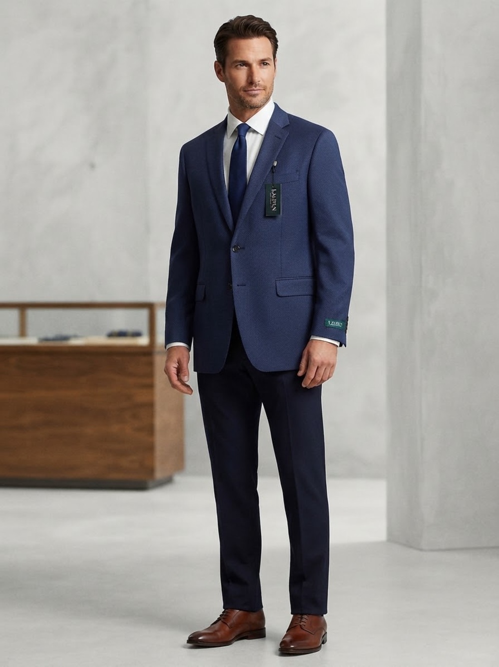 Lauren Ralph Lauren Navy Blue Textured Blazer